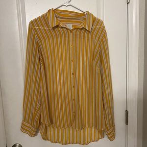 Yellow sheer button up blouse